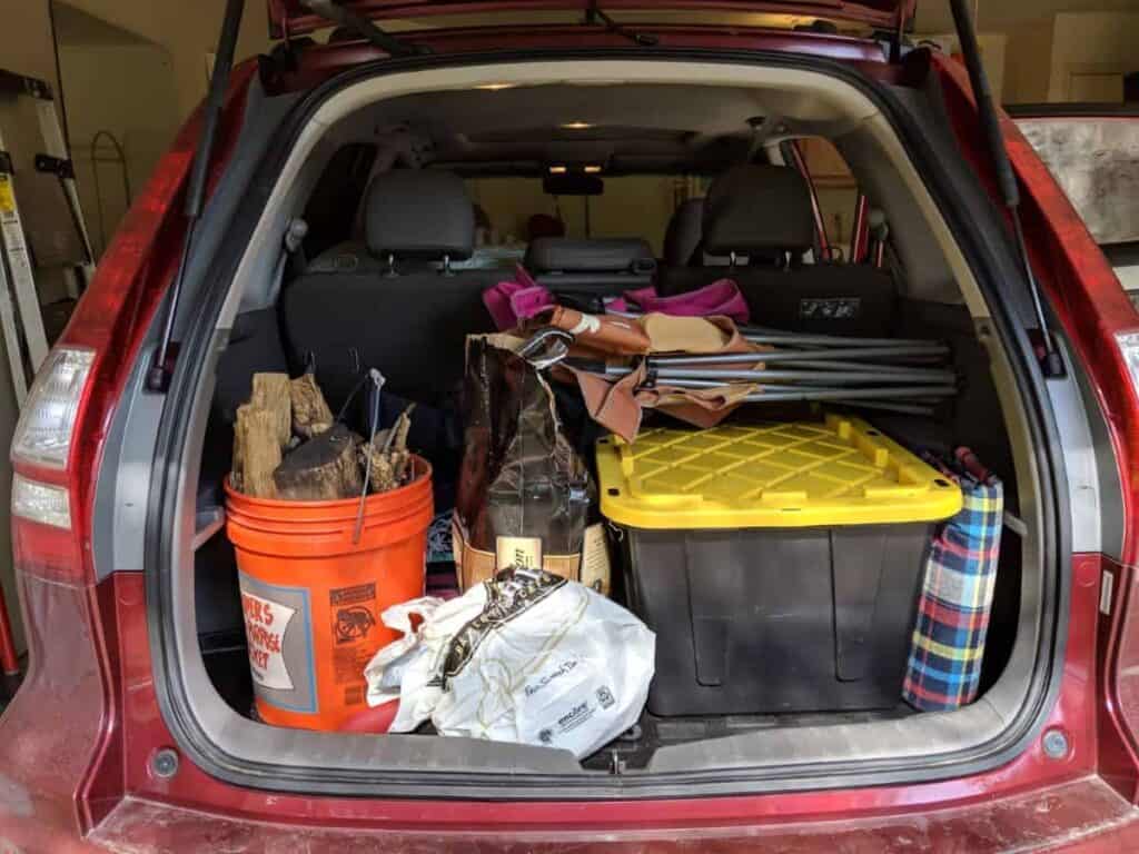 Trunk with all our camping gear
