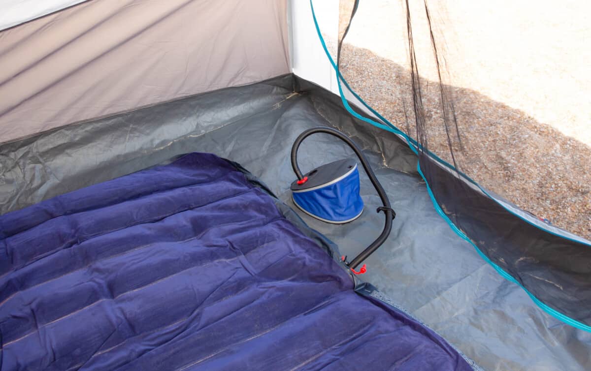 air mattress in tent