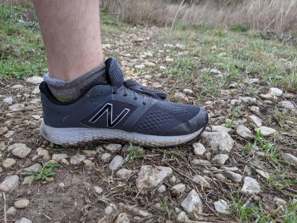 my-foot-in-new-balance-running-shoe-with-hiking-sock
