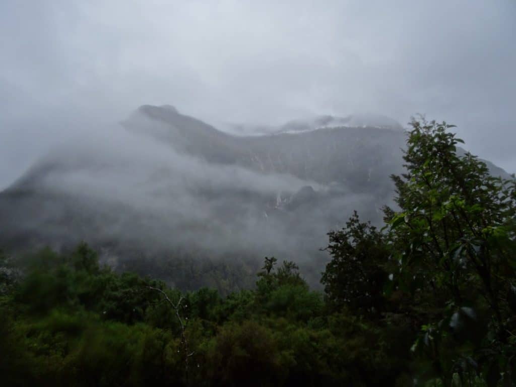 rainy and misty mountains in New Zealand